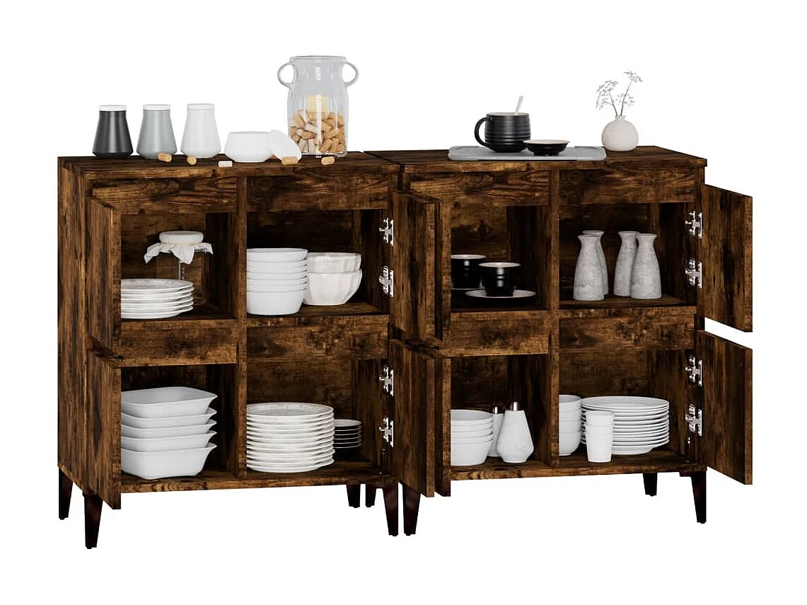 Aparadores 2 pcs 60x35x70 cm derivados madeira carvalho fumado PT378541