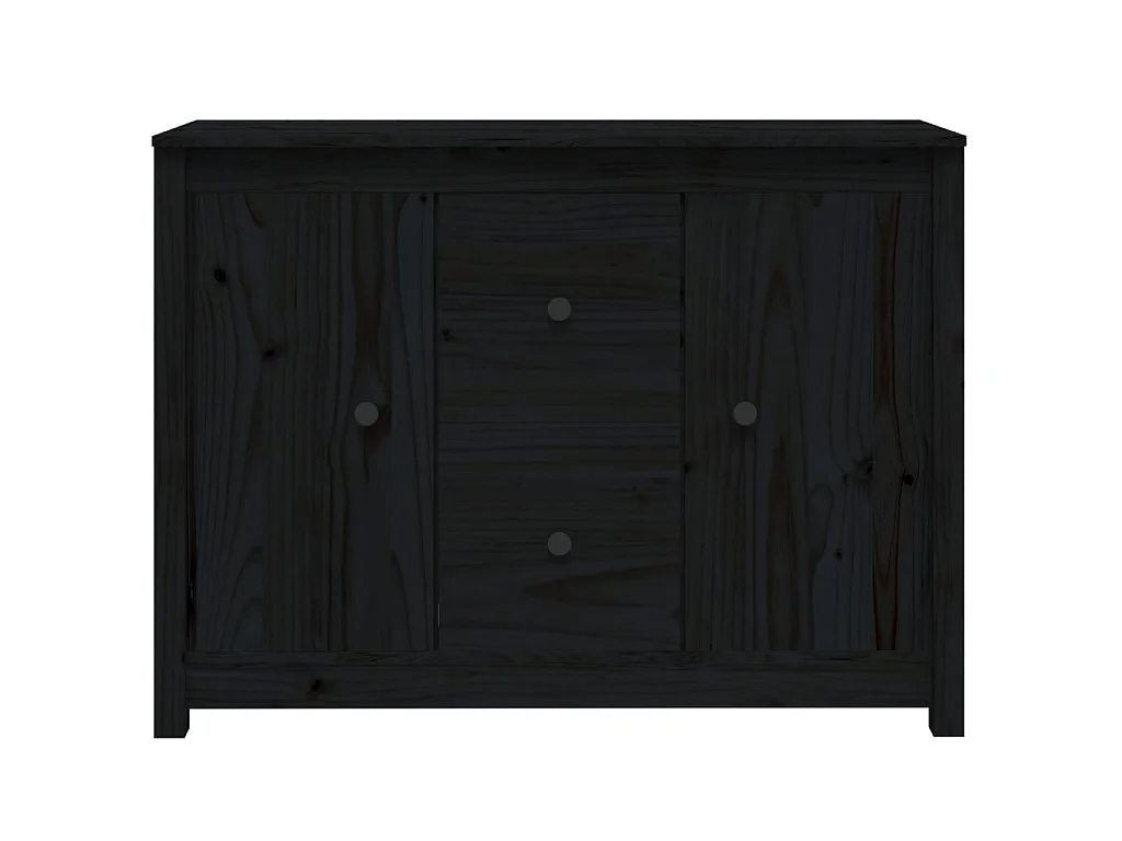 Buffet Noir 100x35x74 cm Bois massif de pin EGER75513