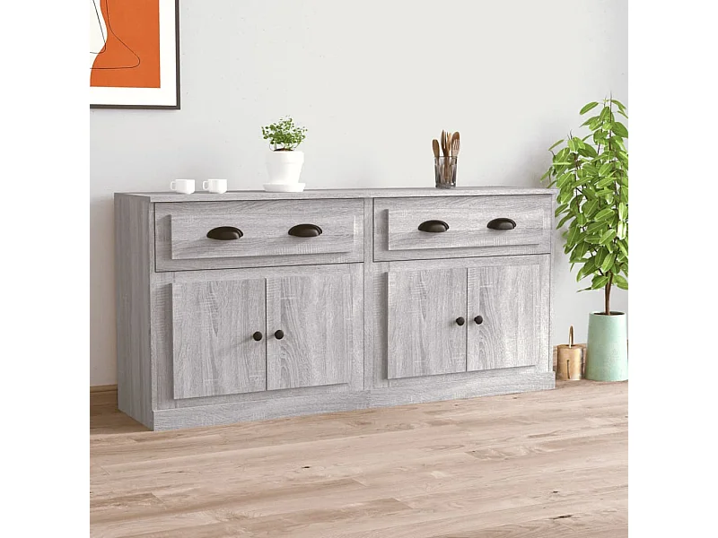 Buffets 2 pcs sonoma gris bois d'ingénierie EGER30628