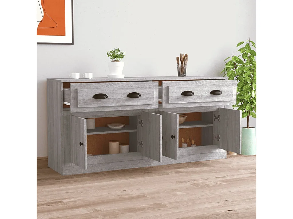 Buffets 2 pcs sonoma gris bois d'ingénierie EGER30628