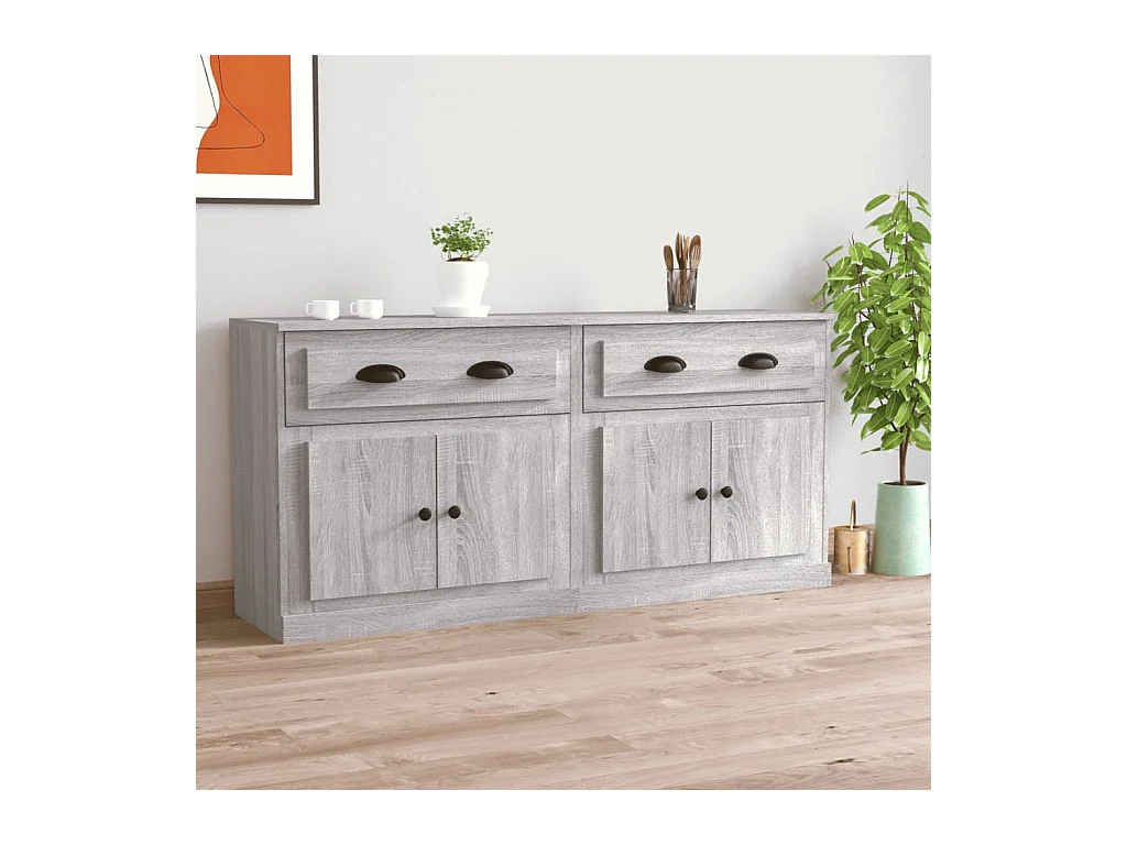 Buffets 2 pcs sonoma gris bois d'ingénierie EGER30628