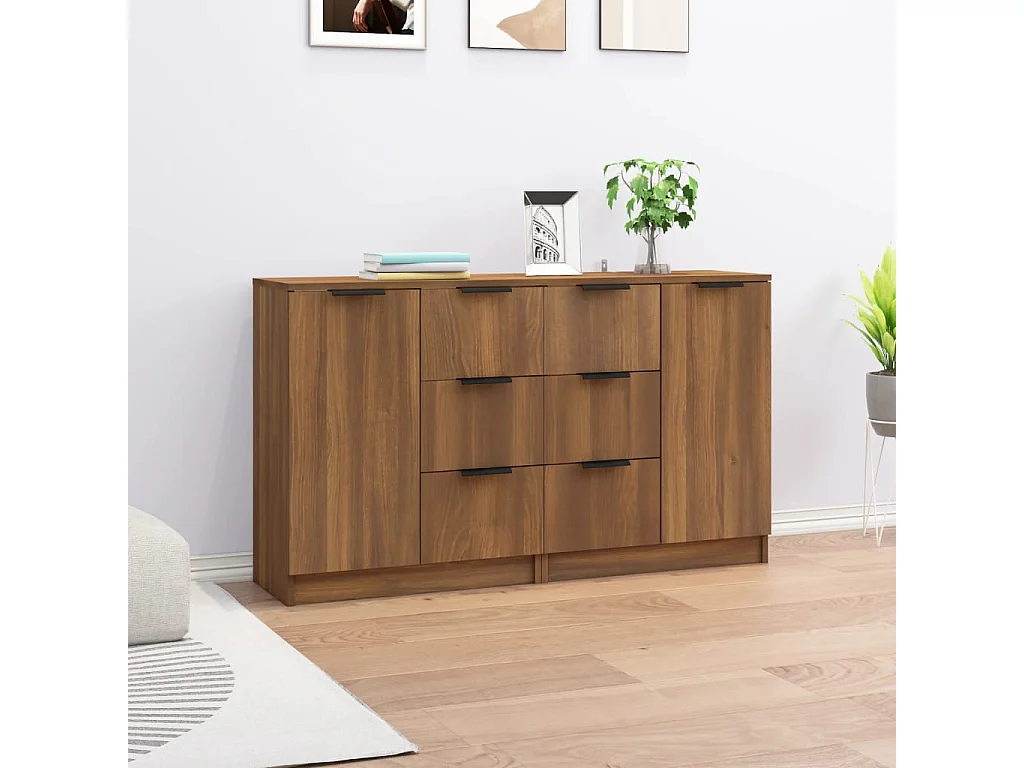 Buffets 2 pcs Chêne marron 60x30x70 cm Bois d'ingénierie EGER51636