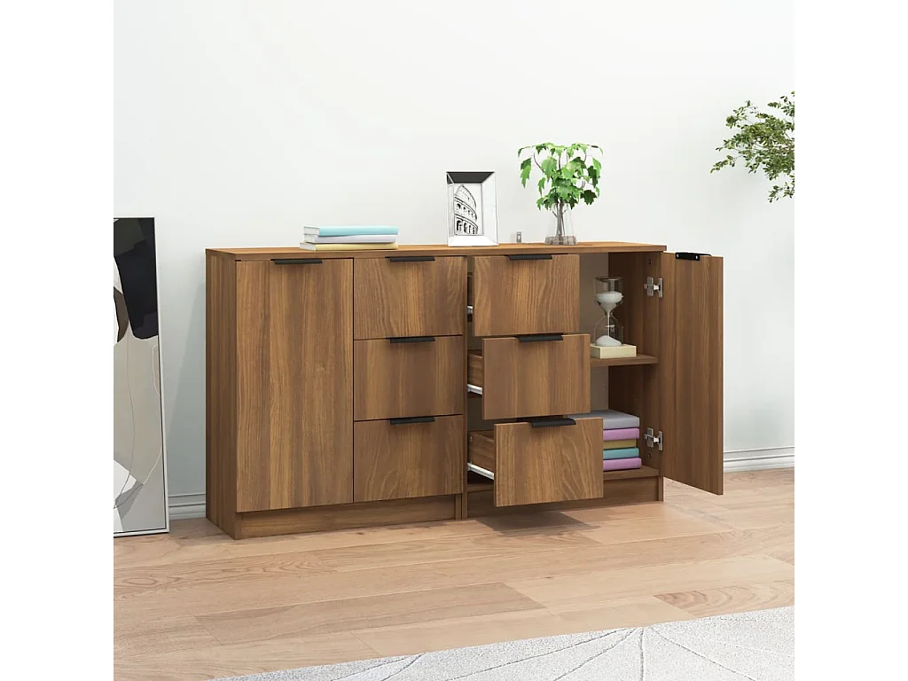 Buffets 2 pcs Chêne marron 60x30x70 cm Bois d'ingénierie EGER51636