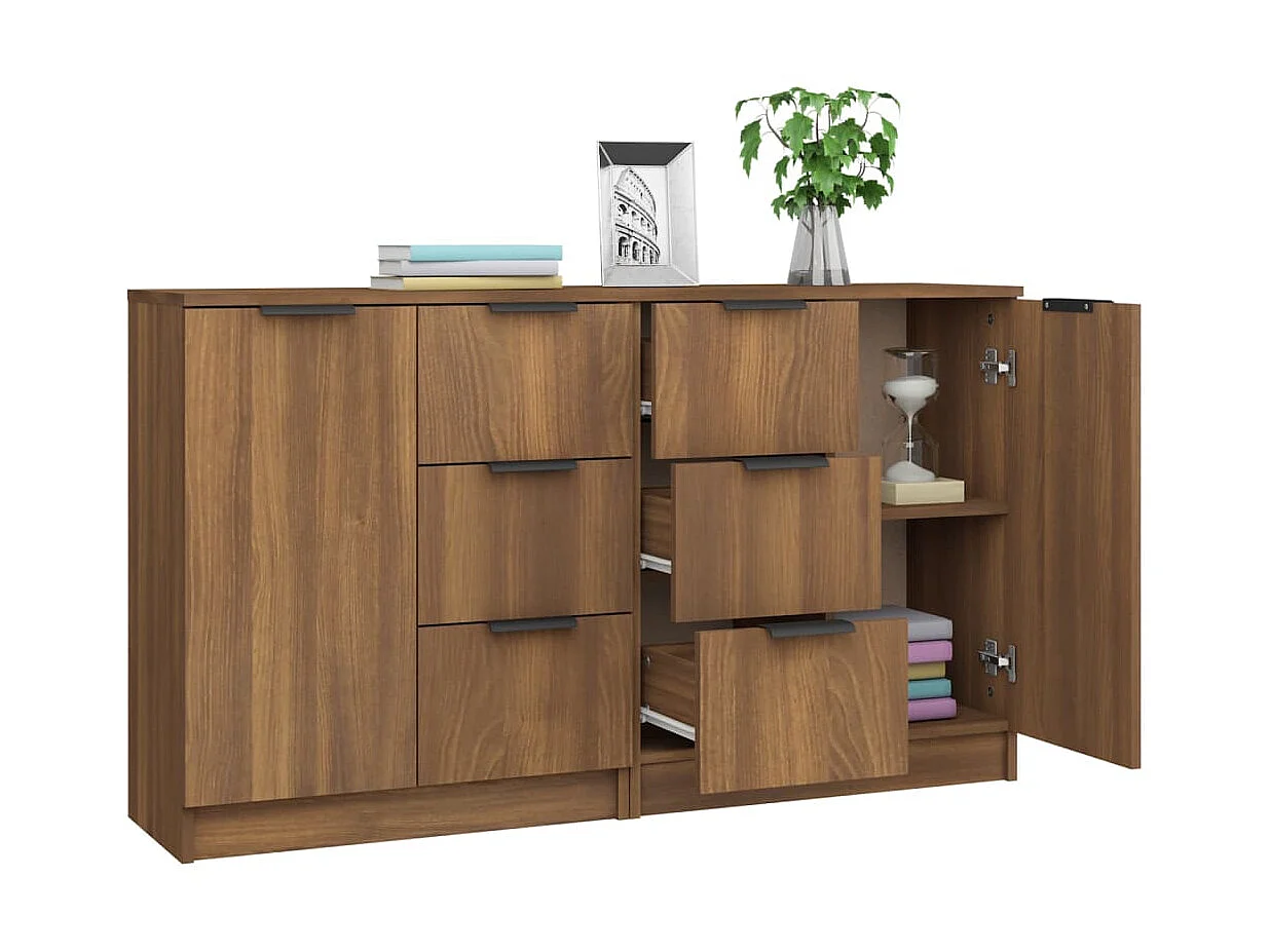 Buffets 2 pcs Chêne marron 60x30x70 cm Bois d'ingénierie EGER51636