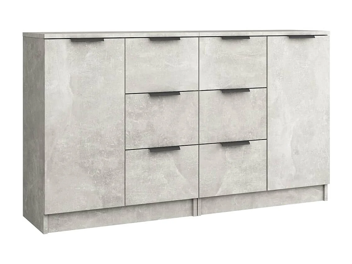 Buffets 2 pcs Gris béton 60x30x70 cm Bois d'ingénierie EGER67003