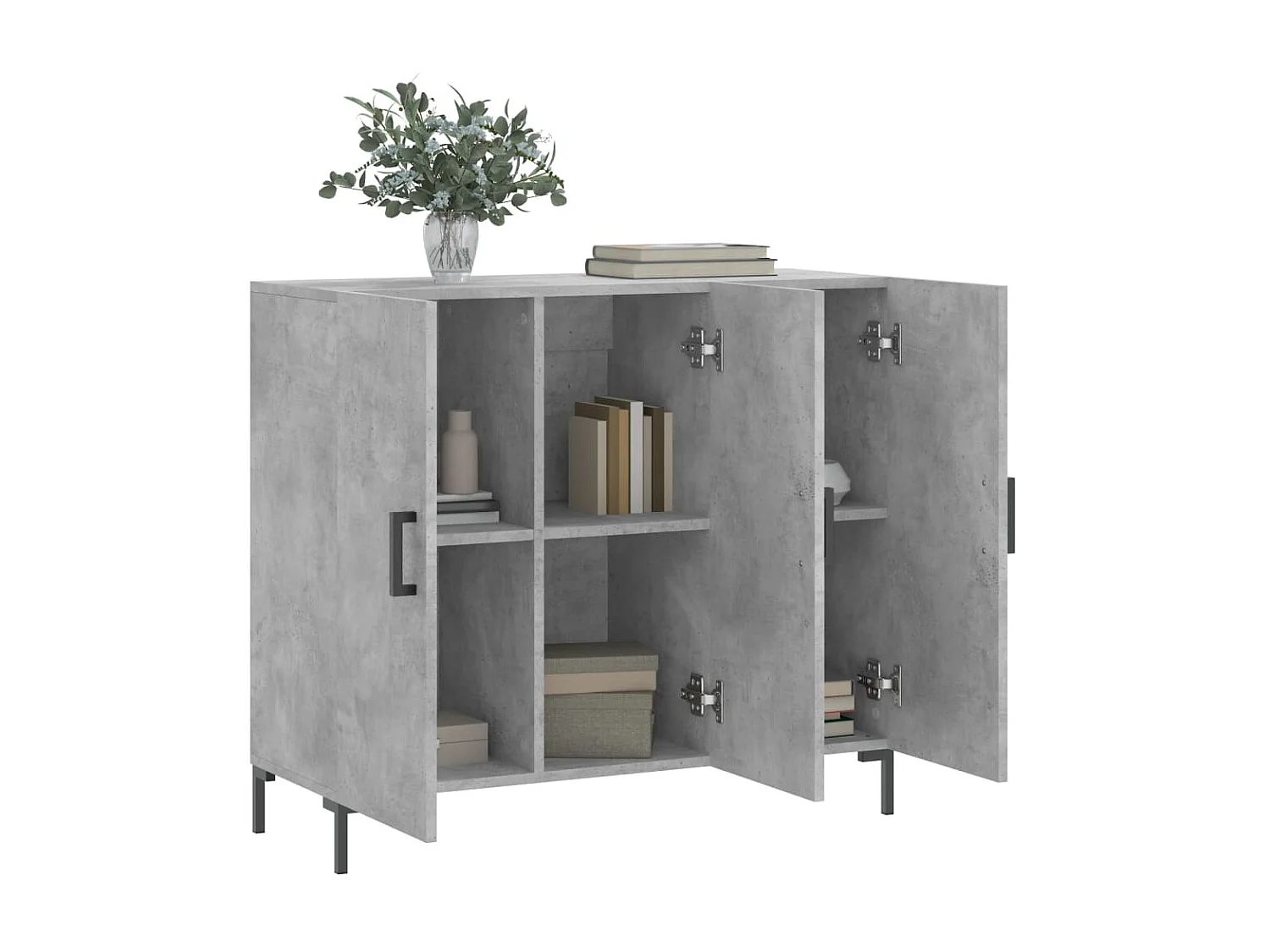 Dressoir 90x34x80 cm bewerkt hout betongrijs NL639067