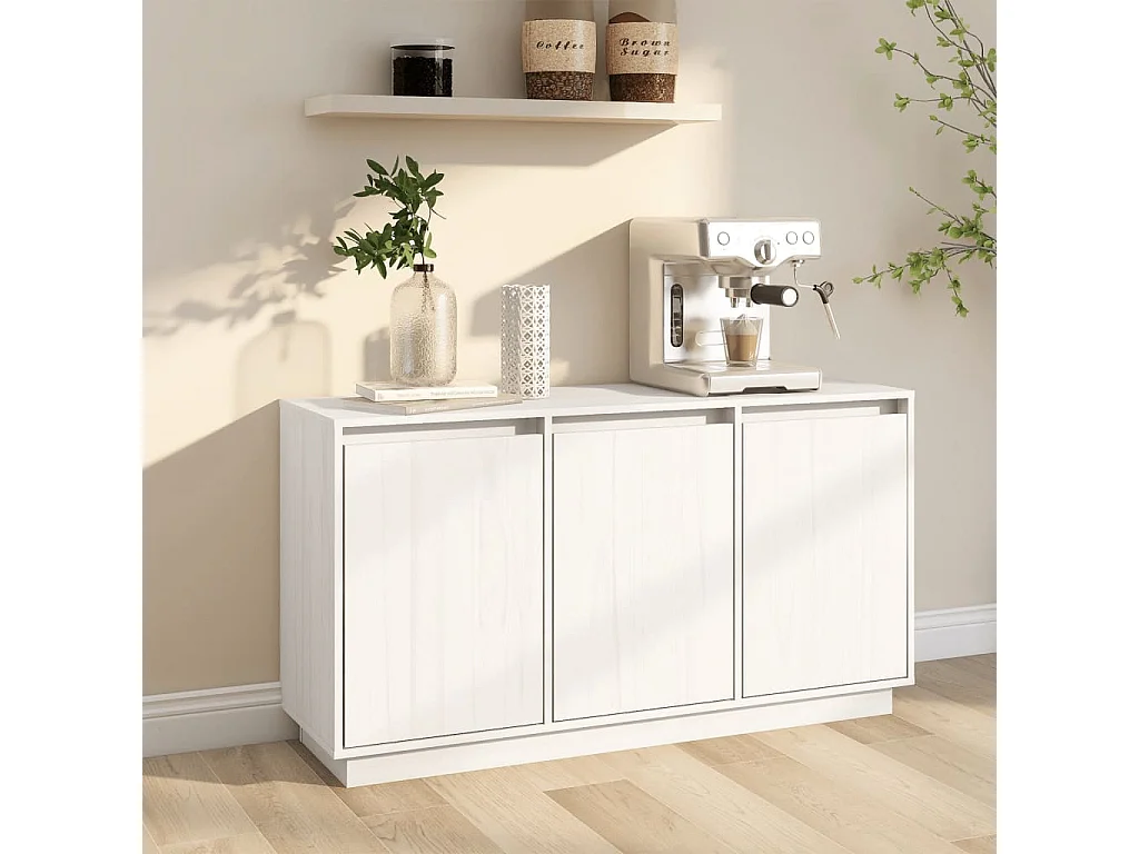 Buffet Blanc 111x34x60 cm Bois massif de pin QWE29871