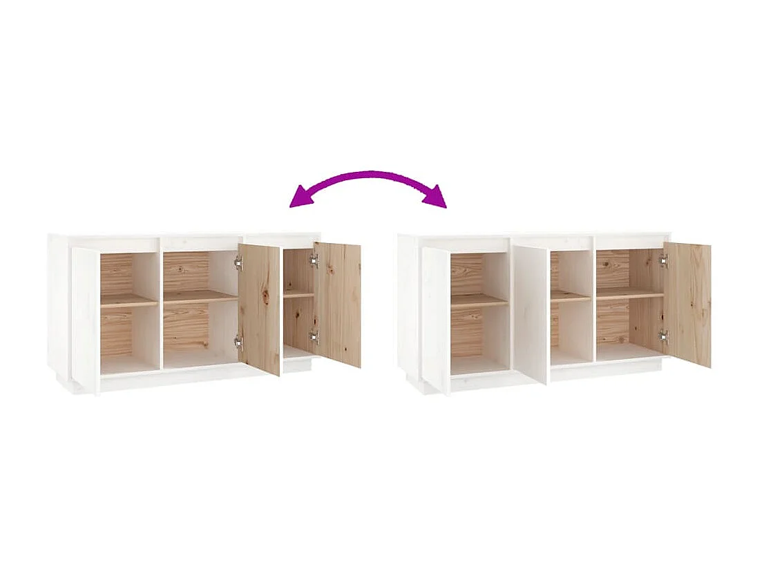 Buffet Blanc 111x34x60 cm Bois massif de pin QWE29871