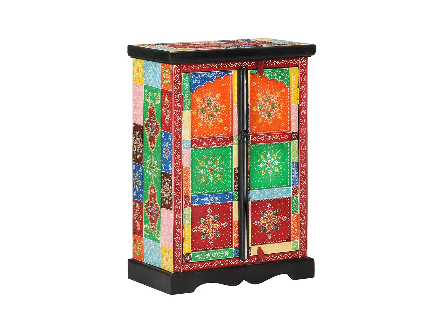 Buffet peint à la main avec portes 53x30x75 cm Bois de manguier QWE86393