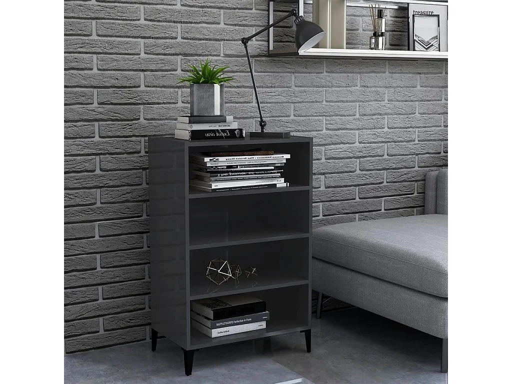 Dressoir 57x35x90 cm bewerkt hout hoogglans grijs NL997828