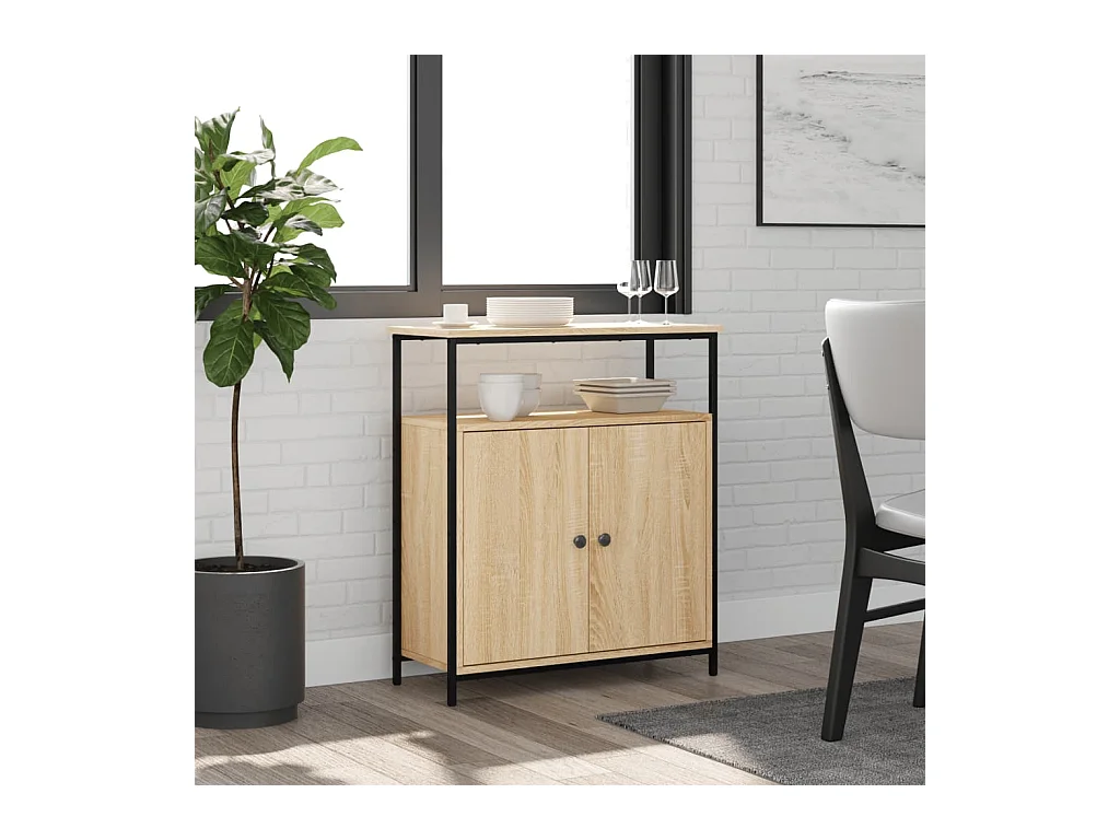 Buffet chêne sonoma 70x30x80 cm bois d'ingénierie QWE29680