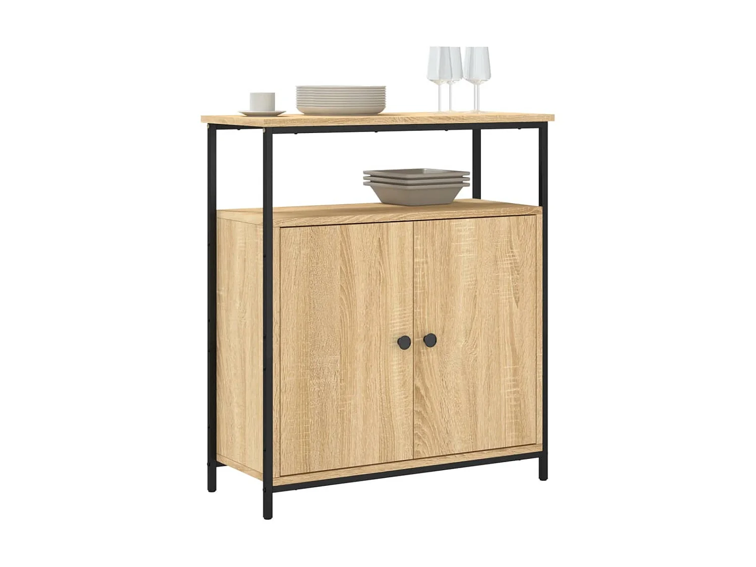 Dressoir 70x30x80 cm bewerkt hout sonoma eikenkleurig NL69342