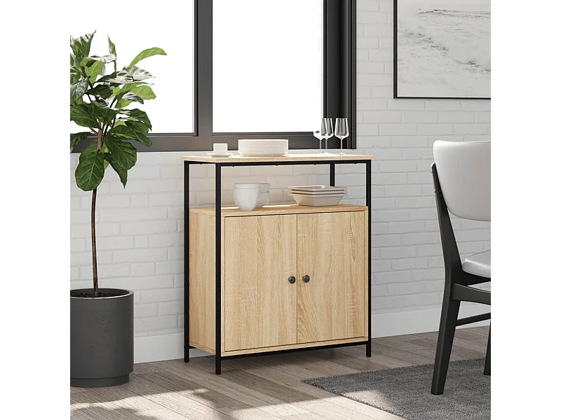 Aparador de madera de ingeniería roble Sonoma 70x30x80 cm ES50250