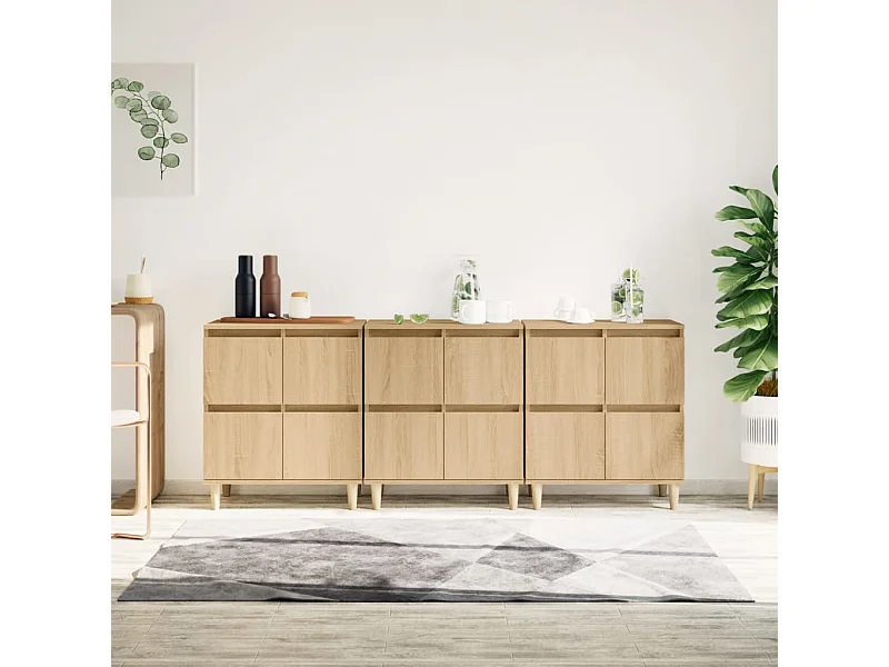 Buffets 3 pcs chêne sonoma 60x35x70 cm bois d'ingénierie EGER35747