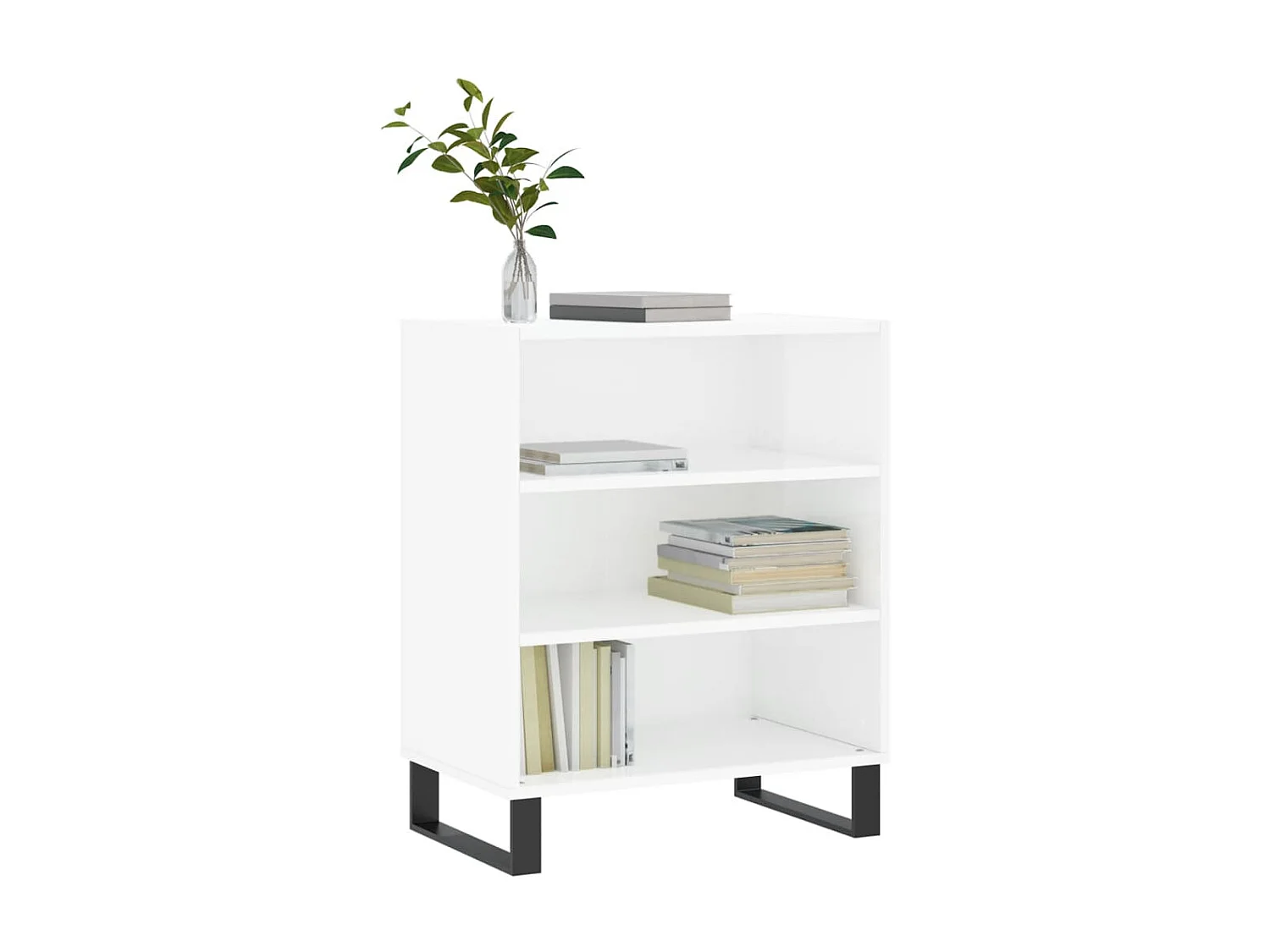 Aparador madera de ingeniería blanco brillante 57x35x70 cm ES28438