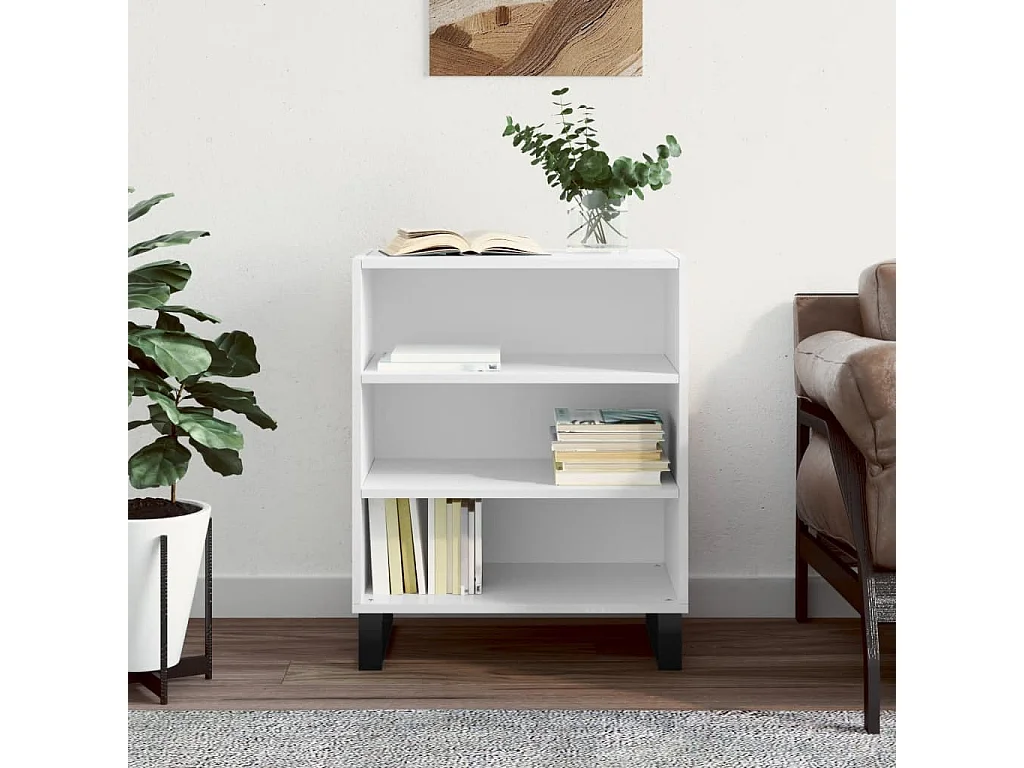 Buffet blanc brillant 57x35x70 cm bois d'ingénierie QWE71067