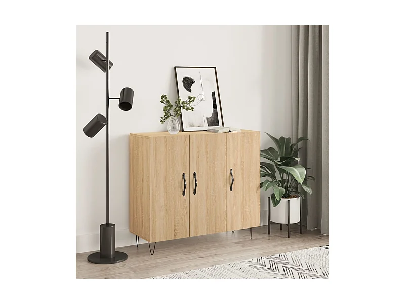 Buffet chêne sonoma 90x34x80 cm bois d'ingénierie QWE85762