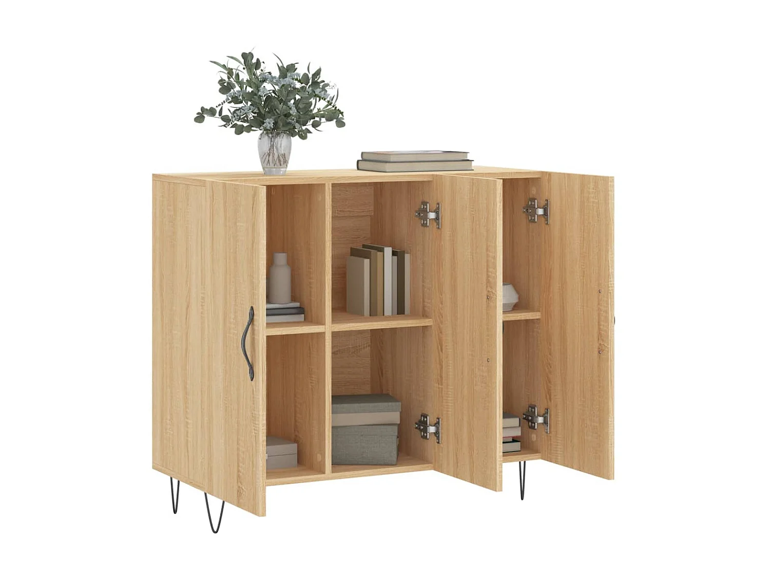 Buffet chêne sonoma 90x34x80 cm bois d'ingénierie QWE85762