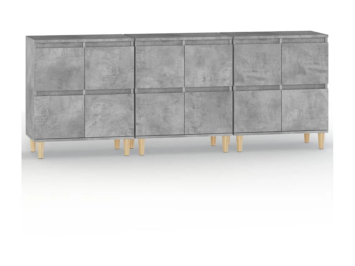Aparadores 3 pcs 60x35x70 cm derivados de madeira cinza cimento PT533256