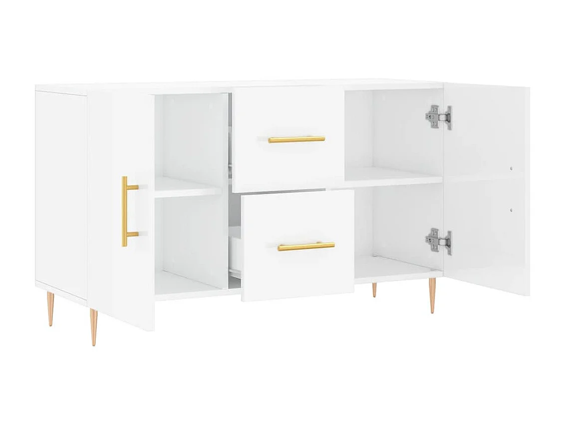 Buffet blanc brillant 100x36x60 cm bois d'ingénierie QWE99534
