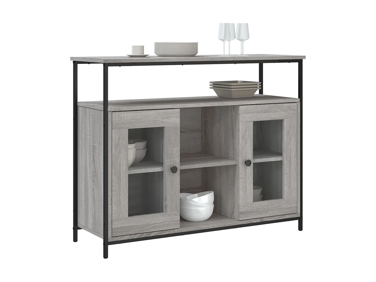 Buffet sonoma gris 100x35x80 cm bois d'ingénierie QWE44443