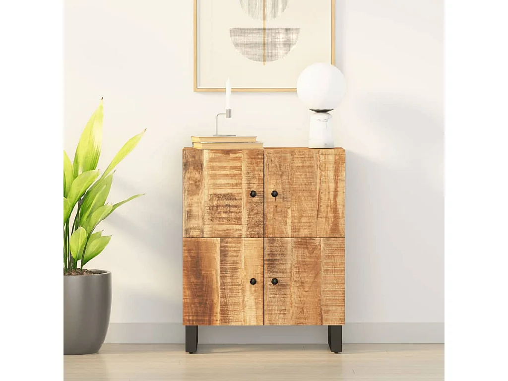 Buffet avec 4 portes 60x33x75 cm bois massif de manguier EGER33760