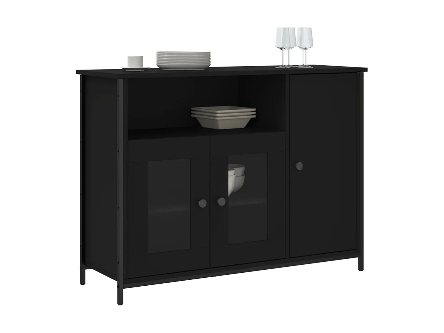 Aparador 100x35x75 cm derivados de madeira preto PT521307