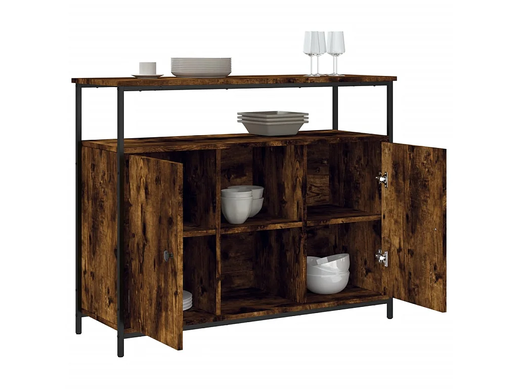 Buffet chêne fumé 100x35x80 cm bois d'ingénierie QWE36146