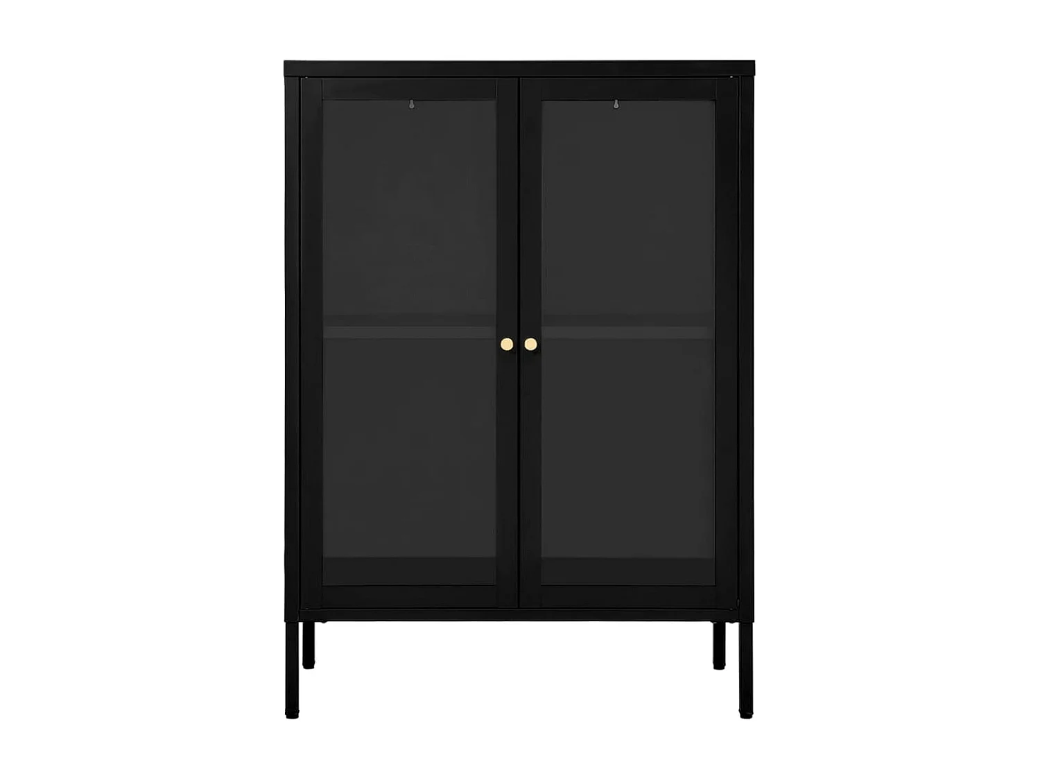 Buffet Noir 75x35x105 cm Acier et verre EGER98794