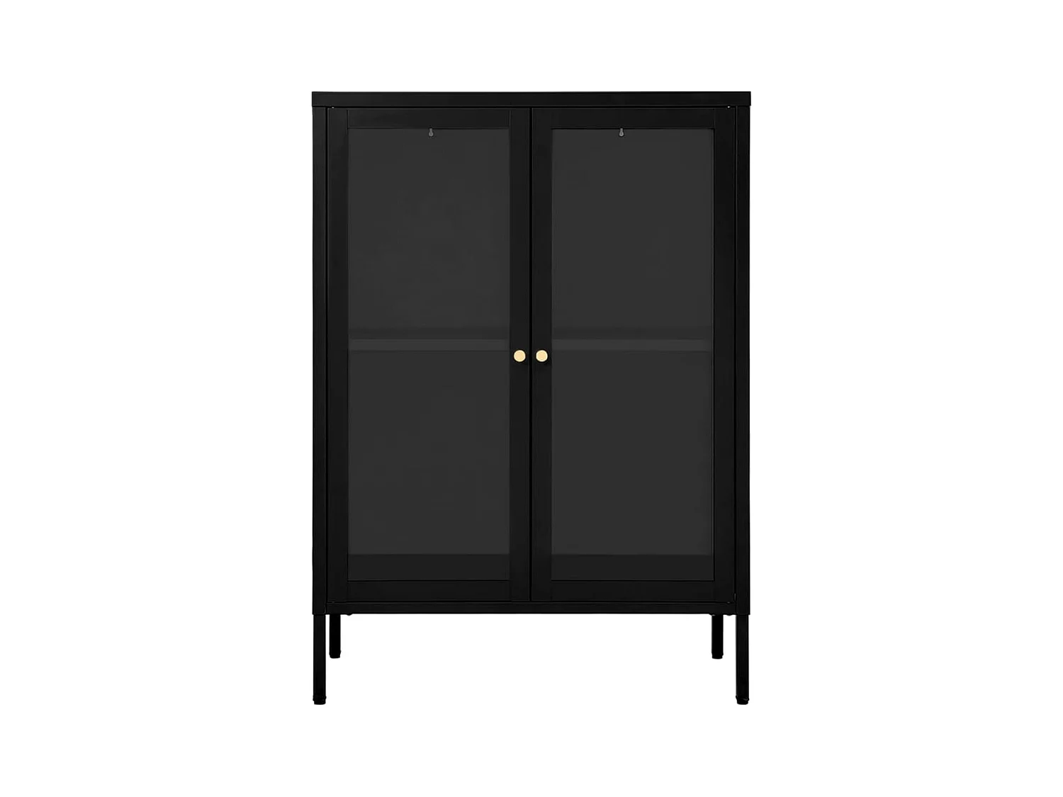 Buffet Noir 75x35x105 cm Acier et verre EGER98794