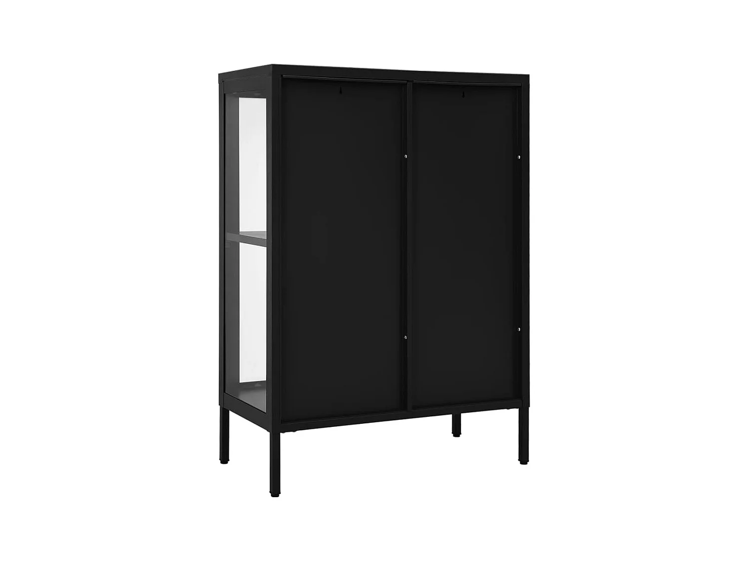 Buffet Noir 75x35x105 cm Acier et verre EGER98794