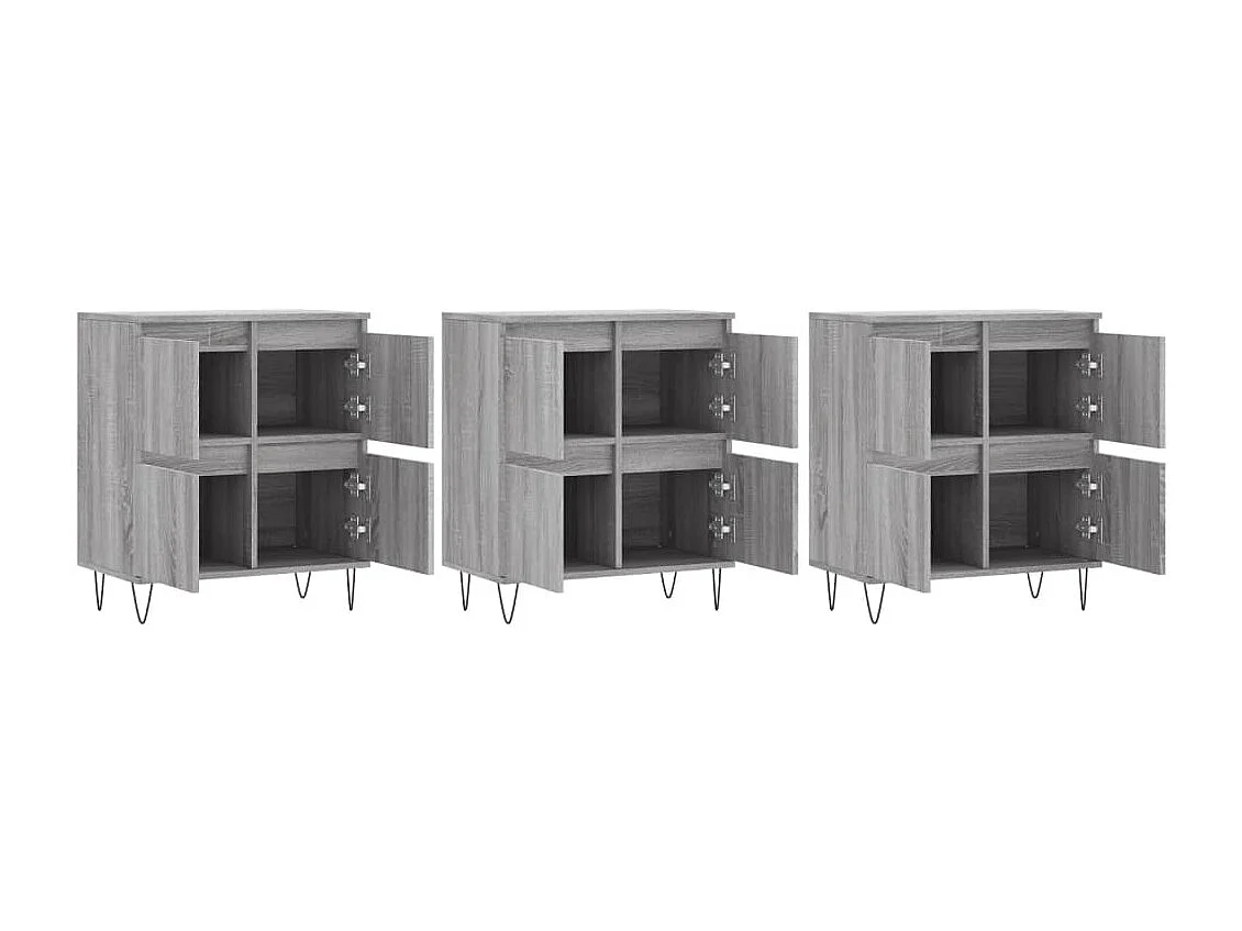 Aparadores 3 pcs madeira processada cinzento sonoma PT702582