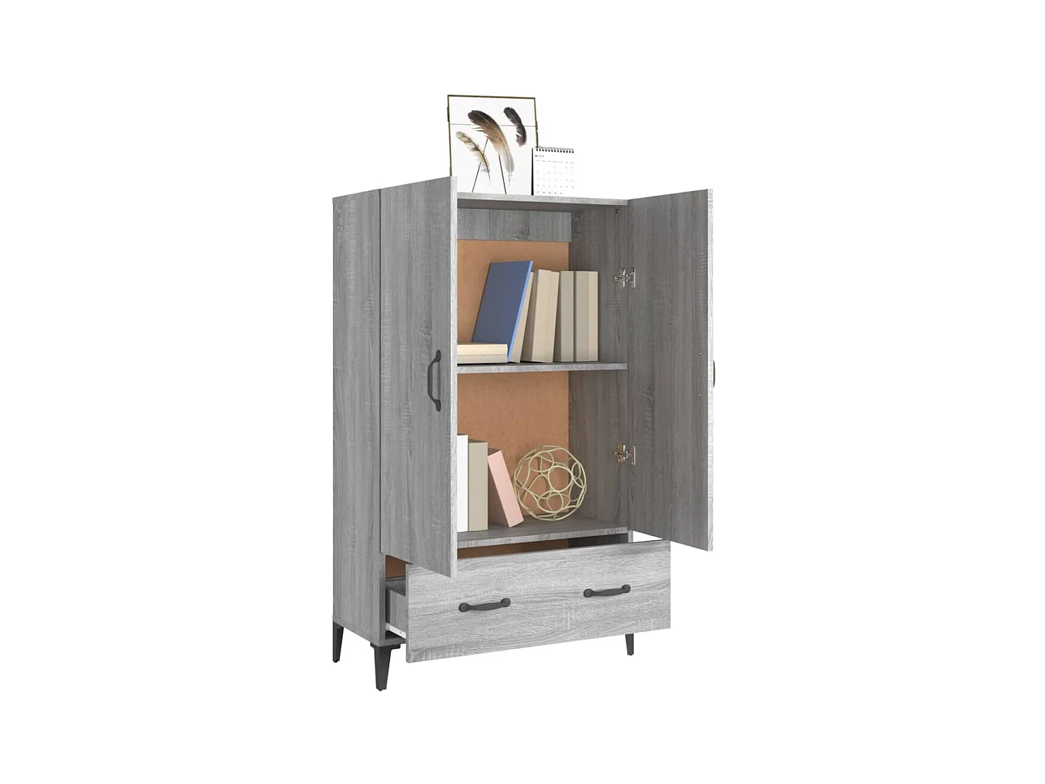 Highboard,Kommode Grau Sonoma 70x31x115 cm Holzwerkstoff -gkd398592