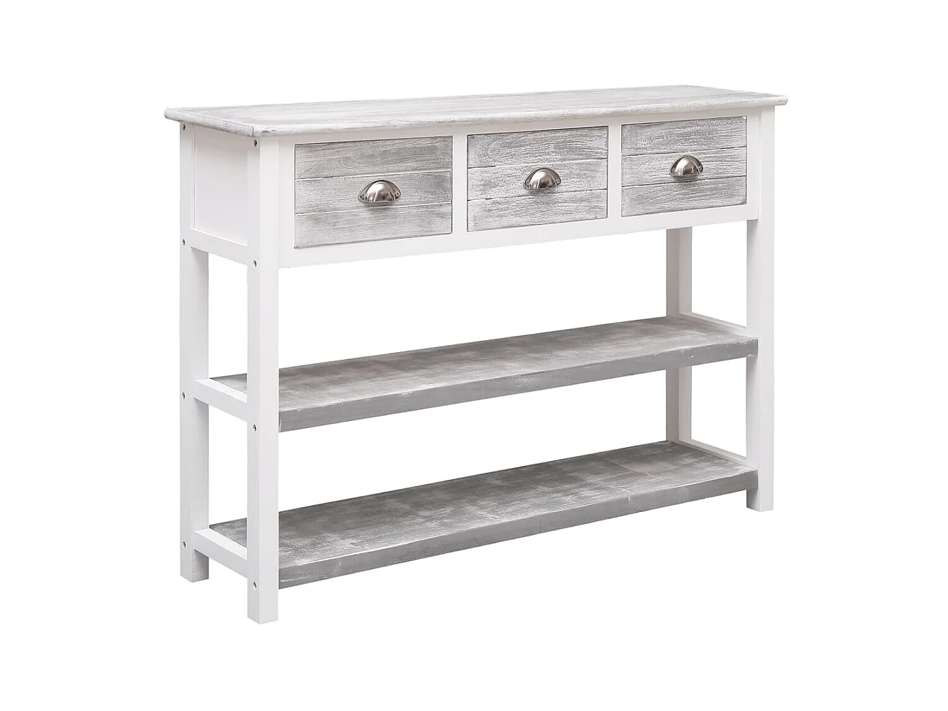 Aparador madera maciza de paulownia gris antiguo 108x30x76 cm ES83834