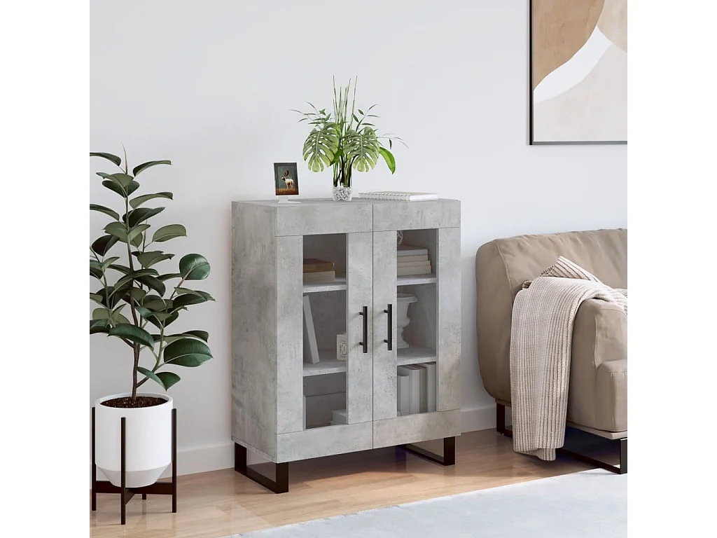 Buffet gris béton 69,5x34x90 cm bois d'ingénierie QWE42871