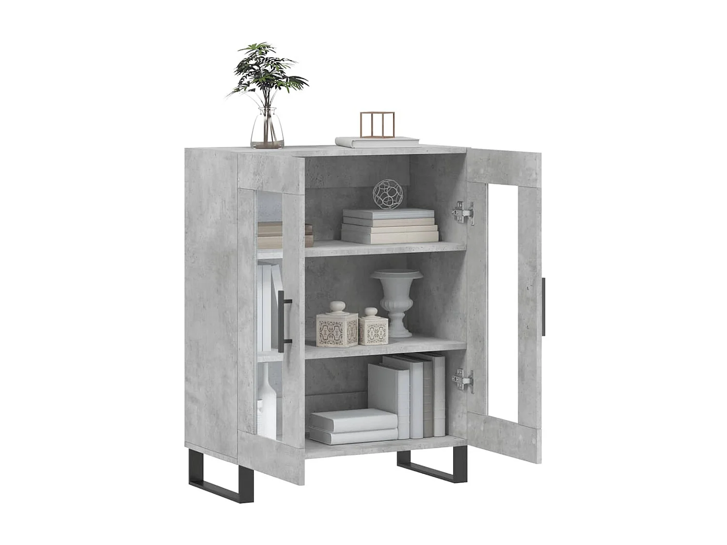 Buffet gris béton 69,5x34x90 cm bois d'ingénierie QWE42871