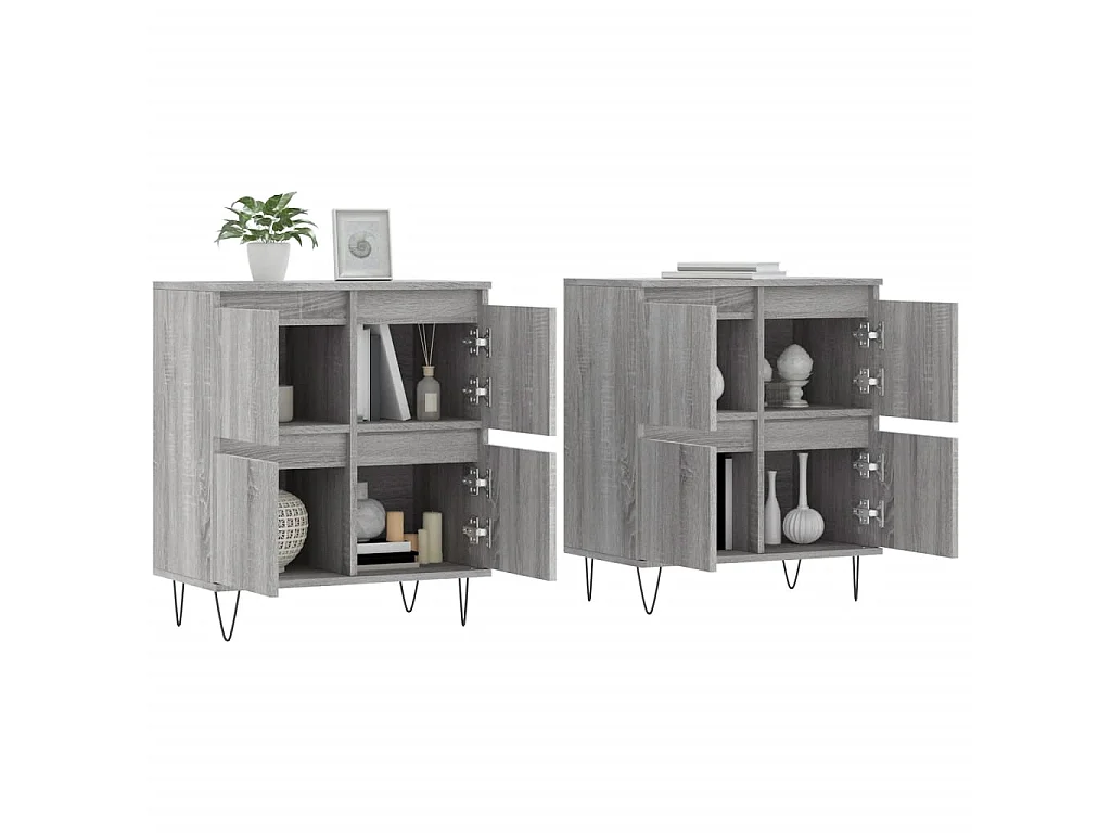 lot de 2 Buffets sonoma gris bois d'ingénierie QWE86793
