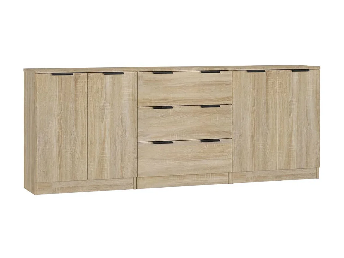 Buffets 3 pcs Chêne sonoma Bois d'ingénierie EGER22273
