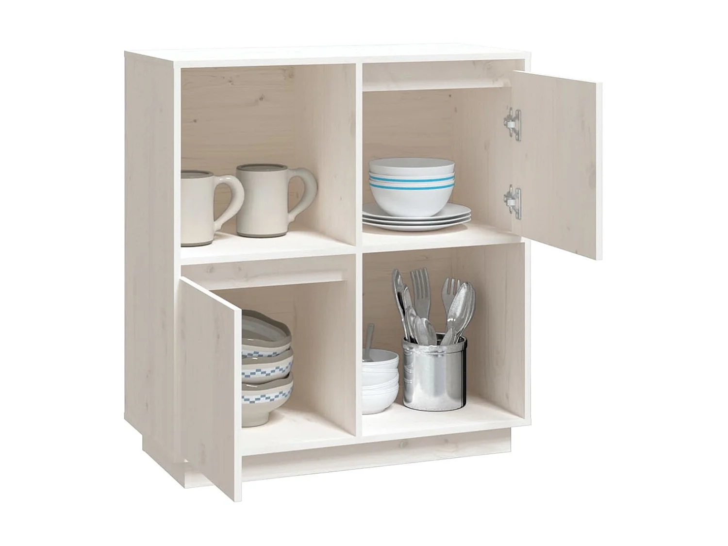 Buffet Blanc 74x35x80 cm Bois massif de pin EGER18773
