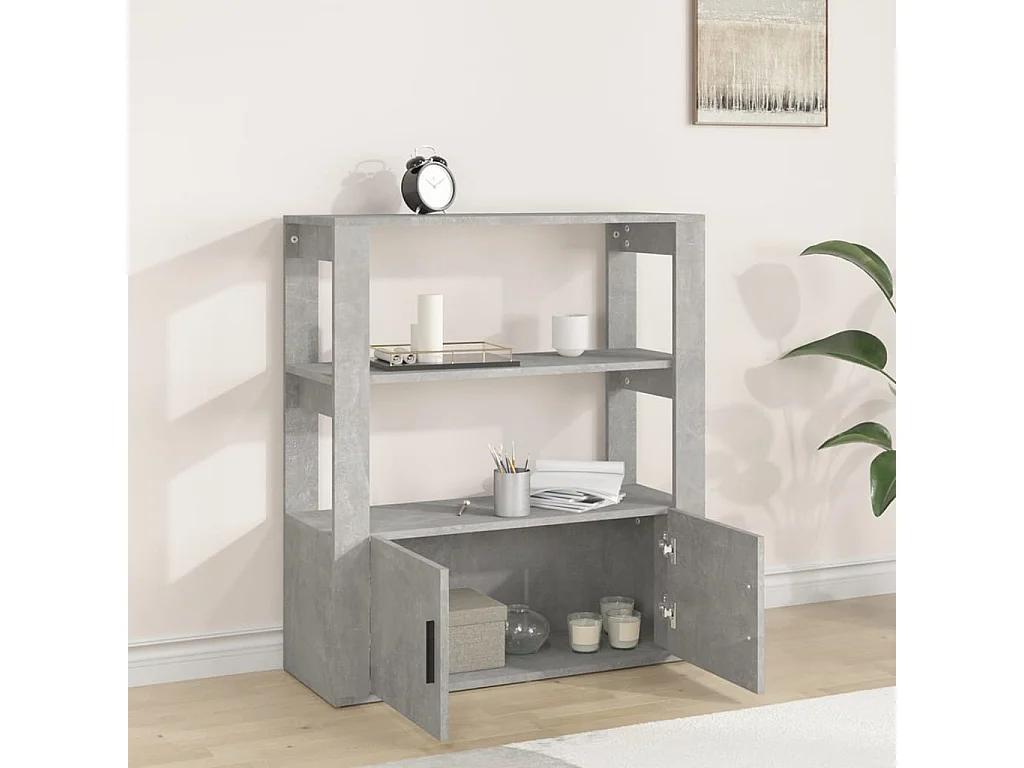 Buffet Gris béton 80x30x90 cm Bois d'ingénierie EGER32001
