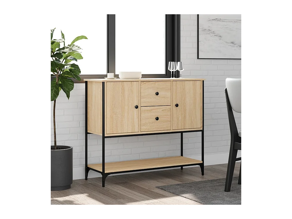 Buffet chêne sonoma 100x36x85 cm bois d'ingénierie QWE20303