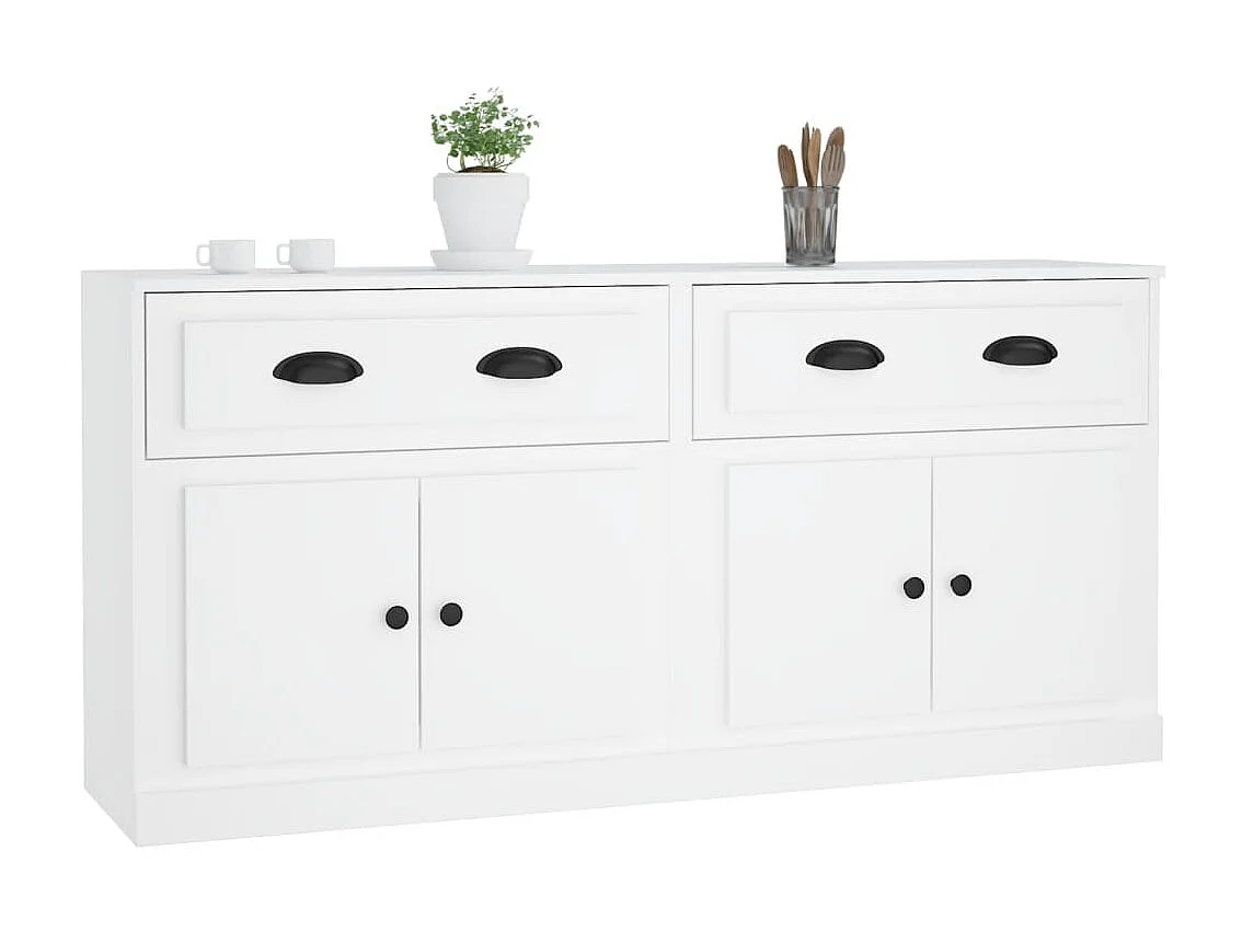 Buffets 2 pcs blanc bois d'ingénierie EGER13905