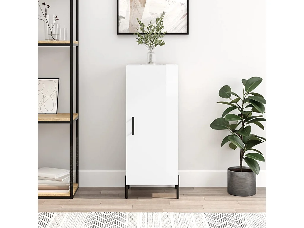 Buffet Blanc brillant 34,5x34x90 cm Bois d'ingénierie QWE61502