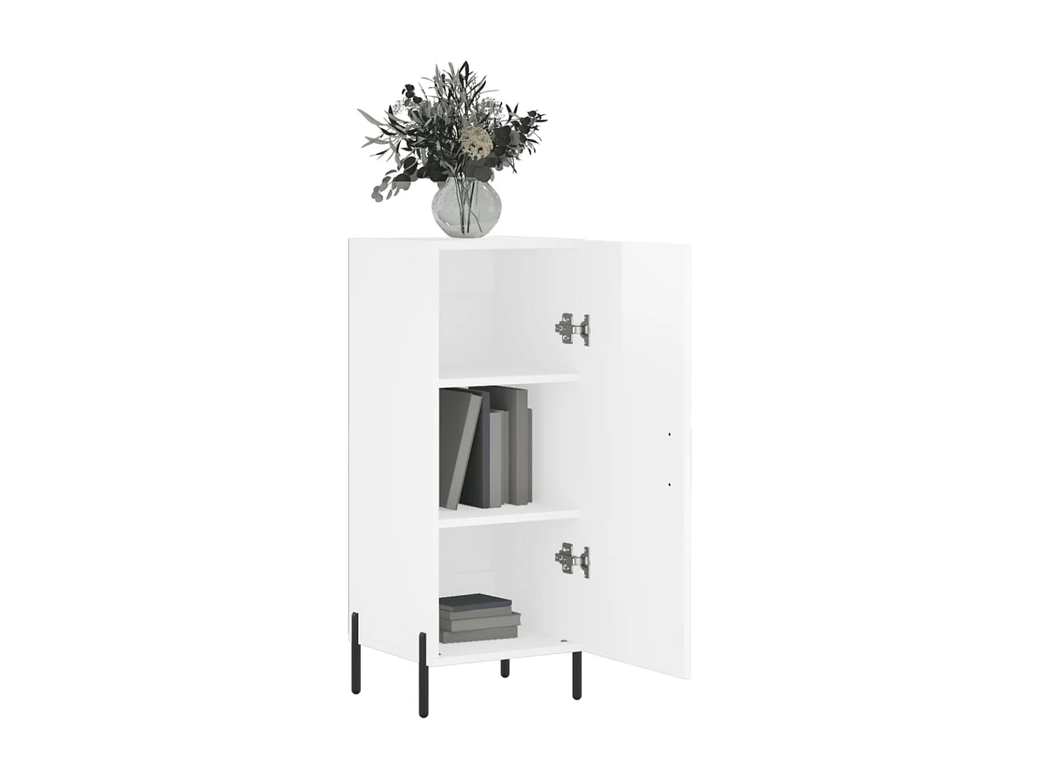 Buffet Blanc brillant 34,5x34x90 cm Bois d'ingénierie QWE61502
