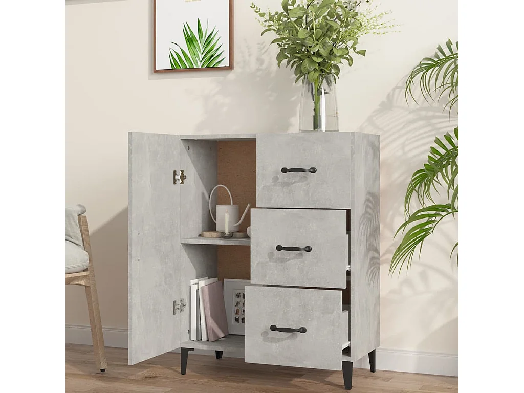 Aparador de madera de ingeniería gris hormigón 69,5x34x90 cm ES31857