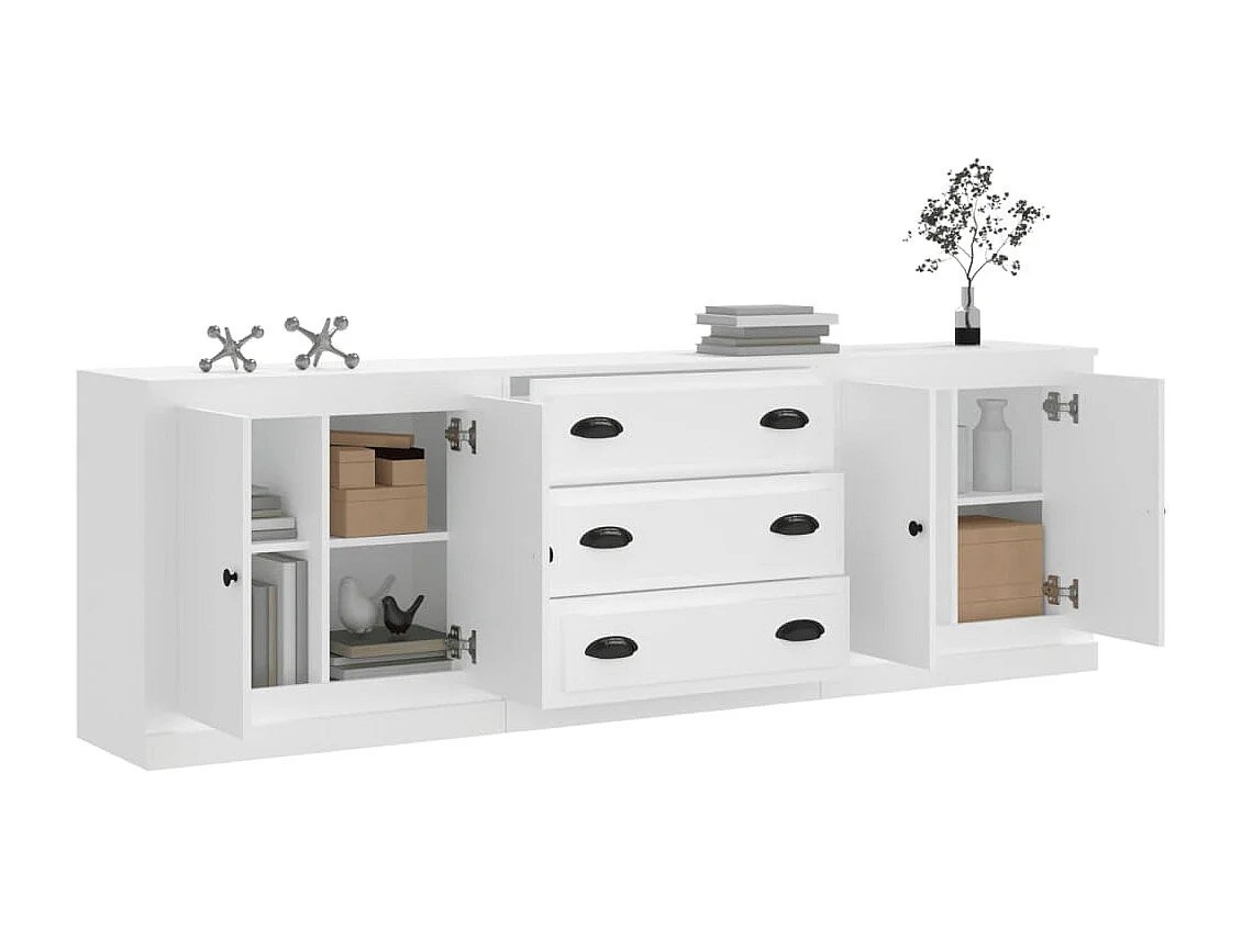 Buffets 3 pcs Blanc Bois d'ingénierie EGER30086