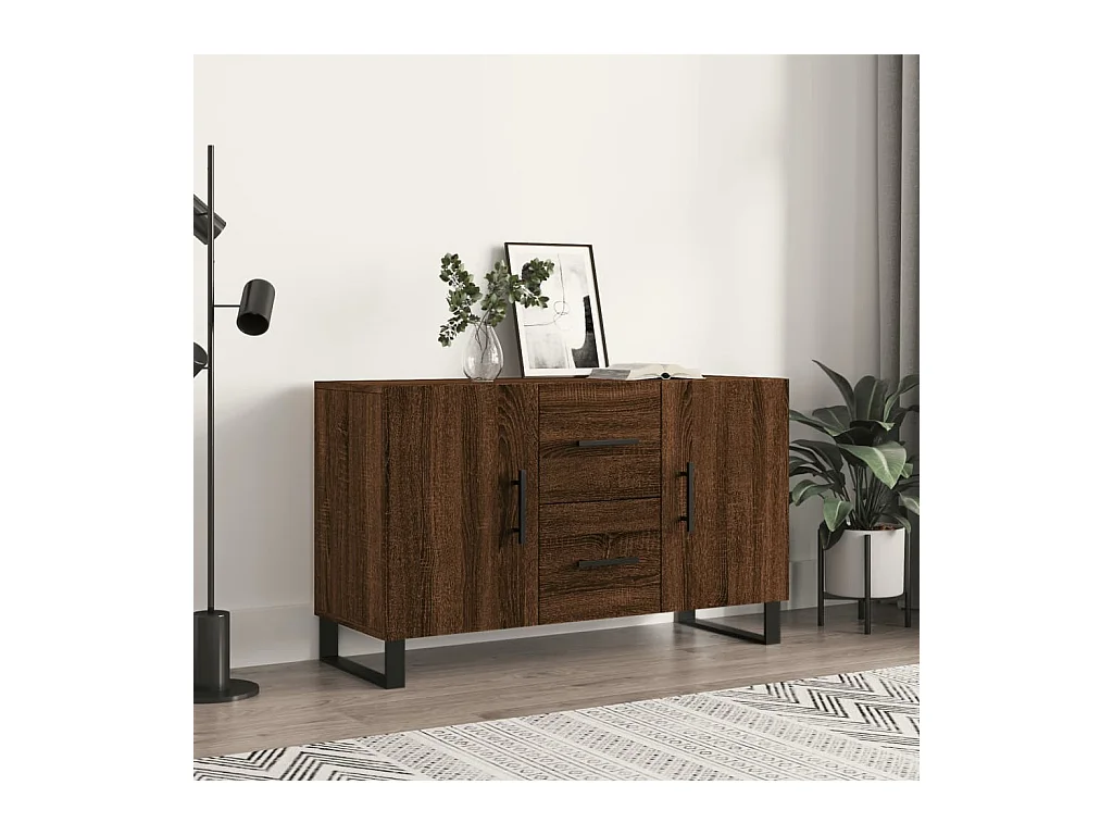 Buffet chêne marron 100x36x60 cm bois d'ingénierie QWE80908