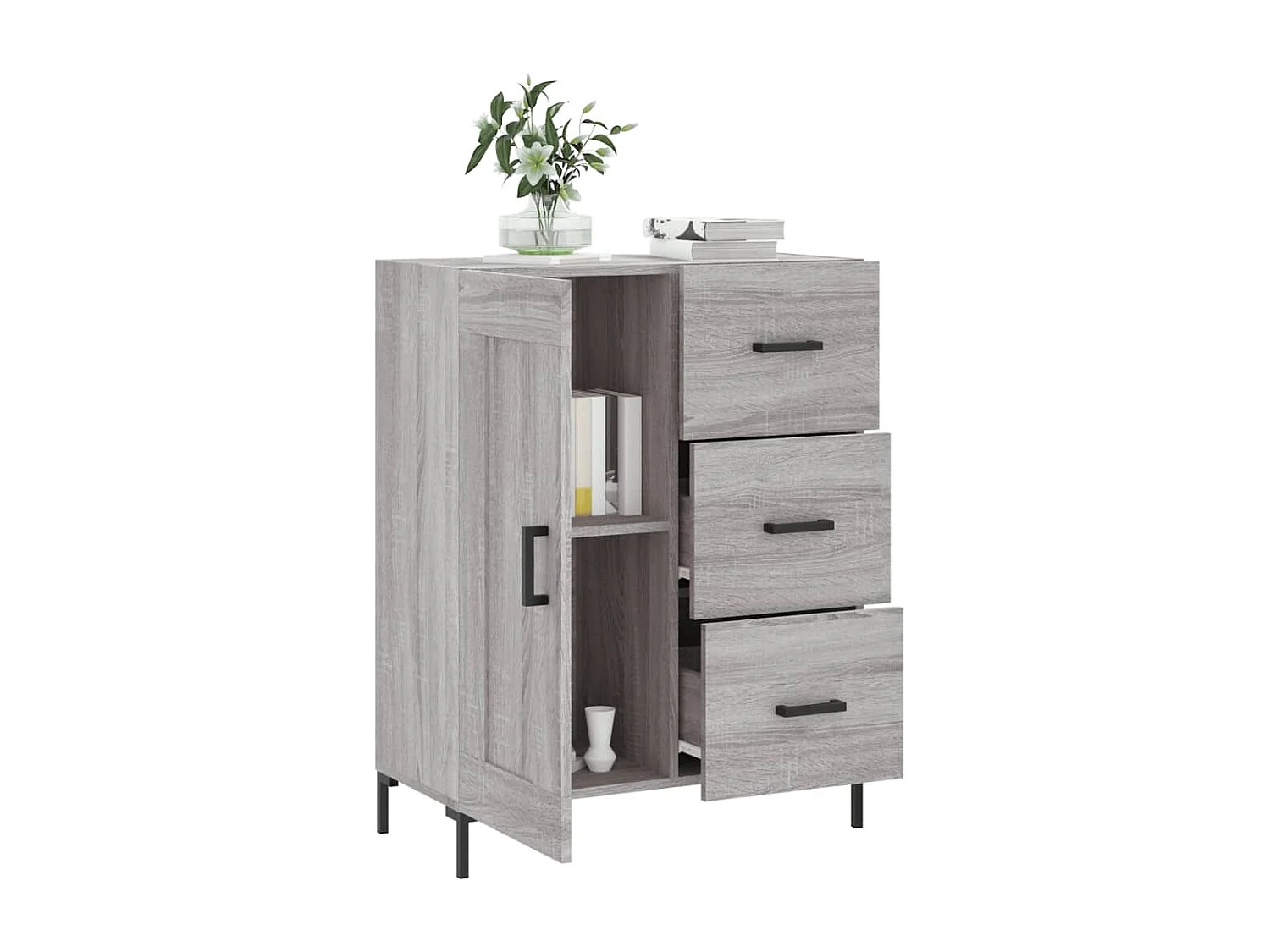 Buffet sonoma gris 69,5x34x90 cm bois d'ingénierie QWE86584