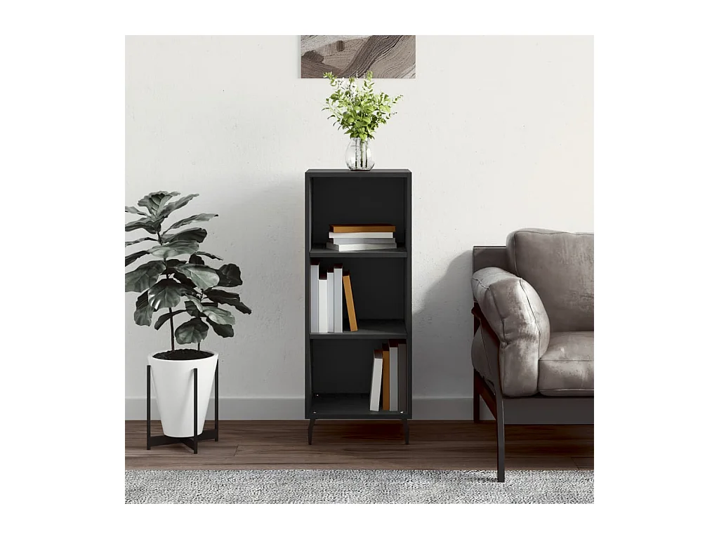 Buffet noir 34,5x32,5x90 cm bois d'ingénierie QWE69237