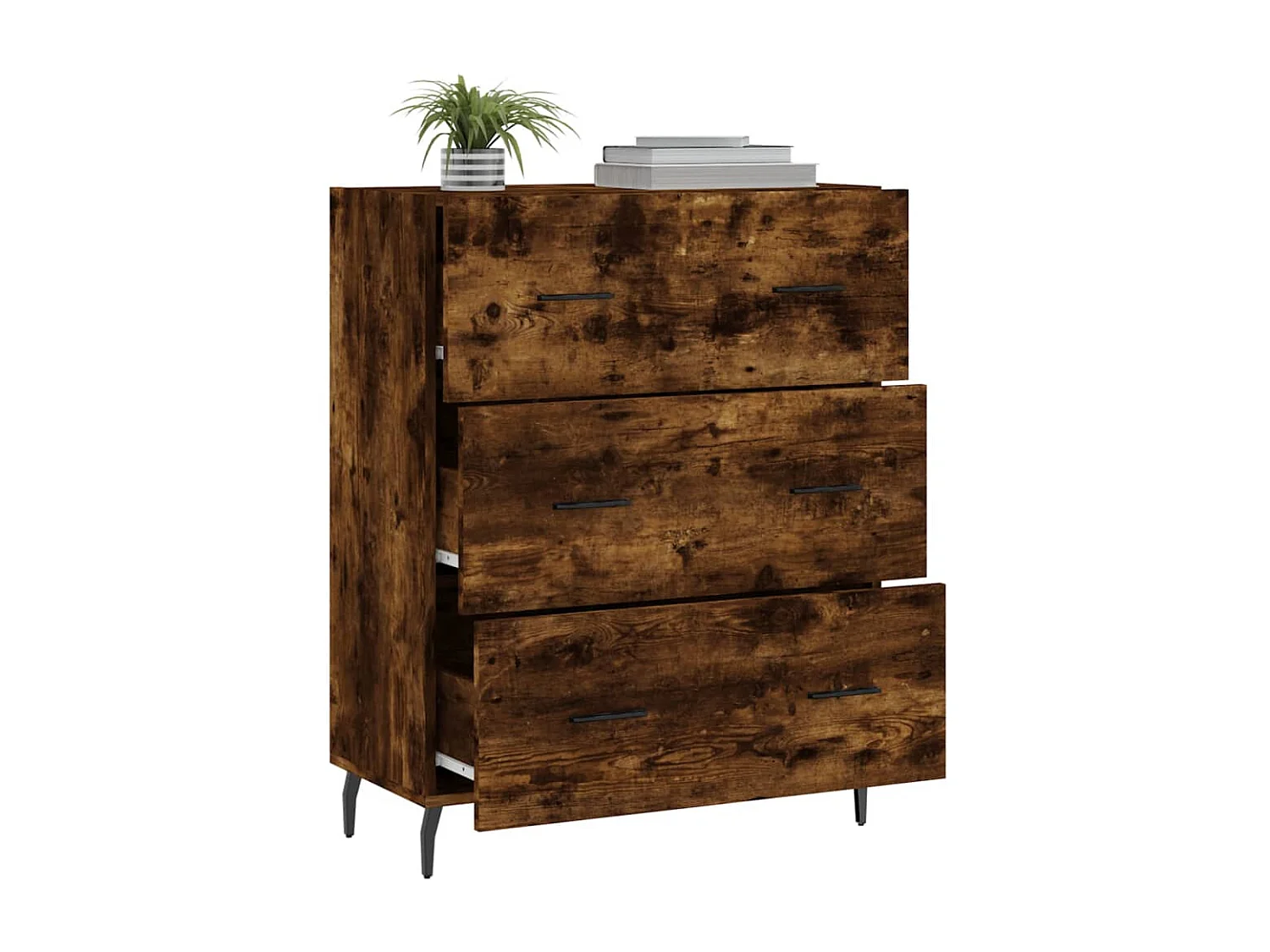 Buffet chêne fumé 69,5x34x90 cm bois d'ingénierie QWE19536